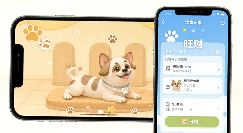 旺财养狗助手饮食记录界面预览图