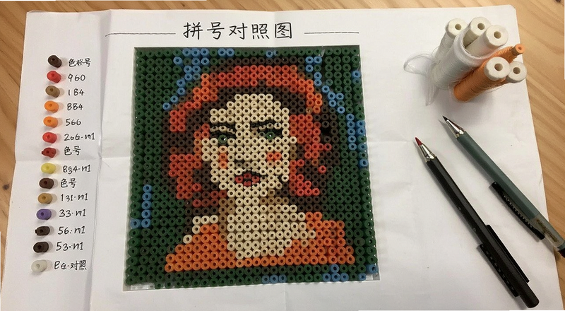 拼豆画图纸色号标注与实物对照图