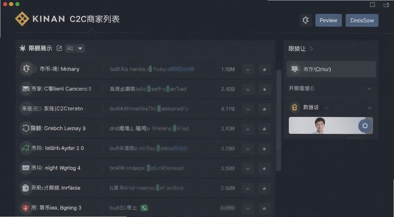 币安C2C商家列表和限额展示界面预览图