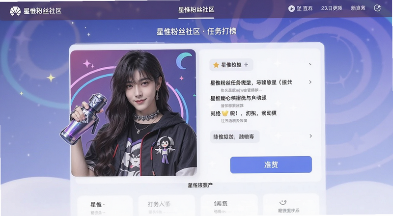 星惟粉丝社区任务打榜页面预览图