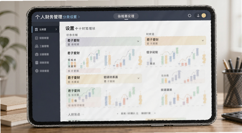 君子爱财个人财务管理分类设置界面预览图