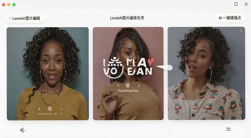 LovieAI图片编辑免费版AI一键增强功能界面预览图