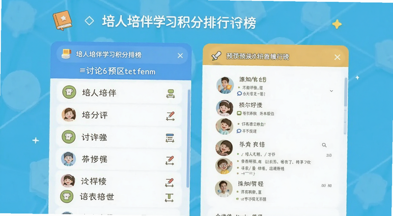 培人培伴学习积分排行榜和讨论区预览图