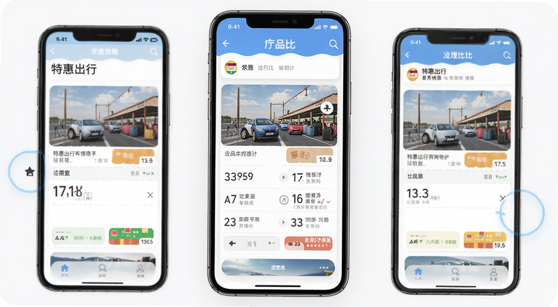 特惠出行软件比价界面预览图