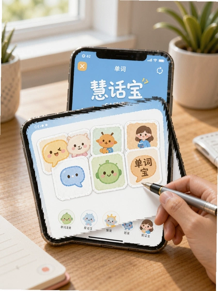 慧话宝单词卡片学习界面展示图
