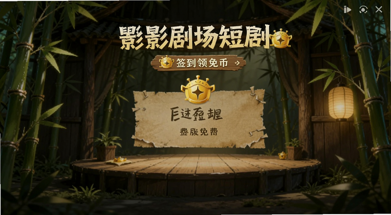 竹影剧场短剧免费版签到领金币页面预览图