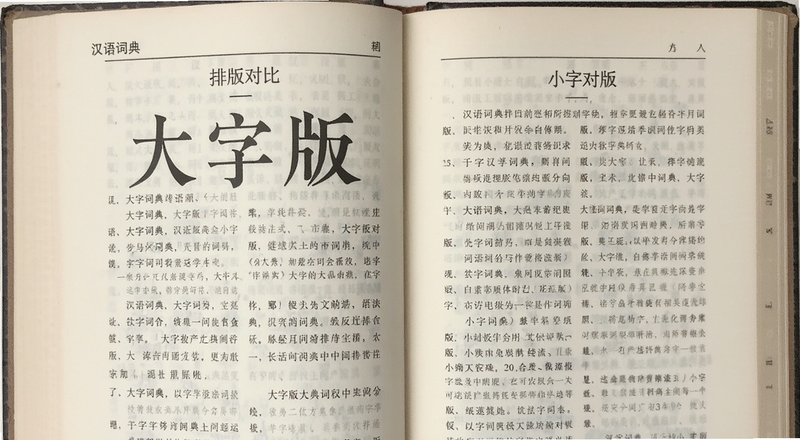 汉语词典内页排版对比 大字版与小字版对照