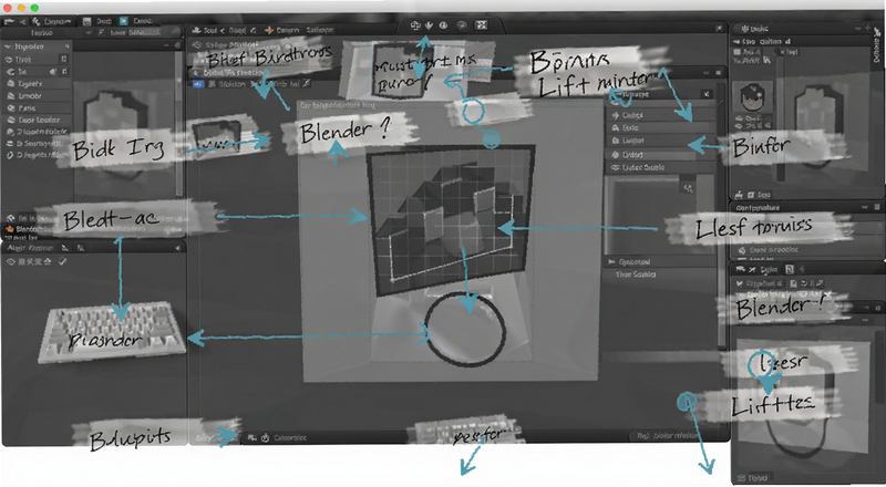 Blender界面功能区标注图