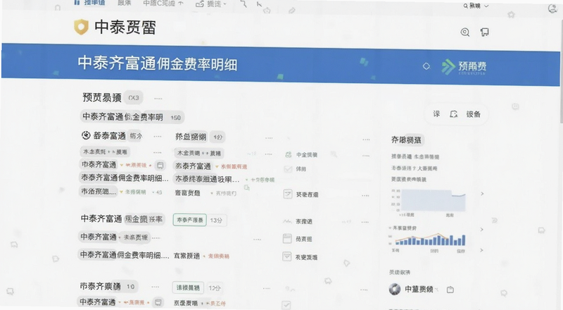 中泰齐富通佣金费率明细页面预览图