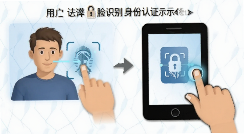 用户正在进行人脸识别身份认证的示意图