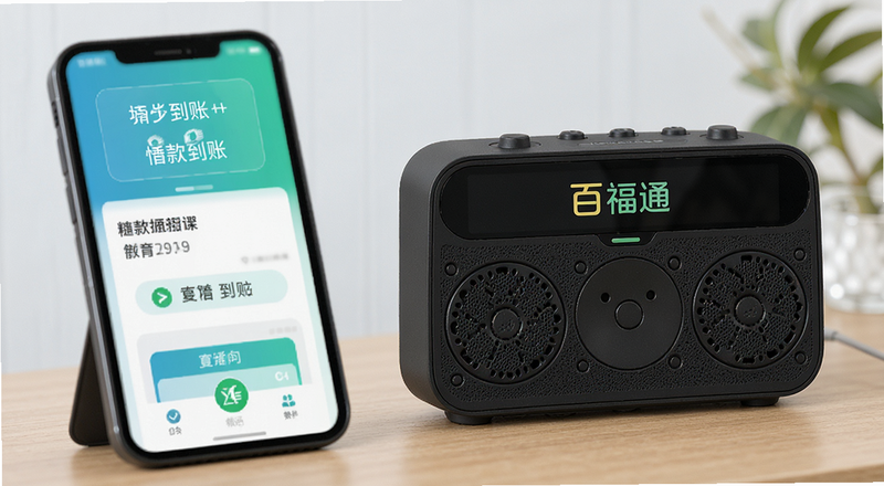 百福通语音播报音箱收款到账场景图