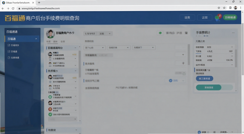 百福通商户后台手续费明细查询界面截图
