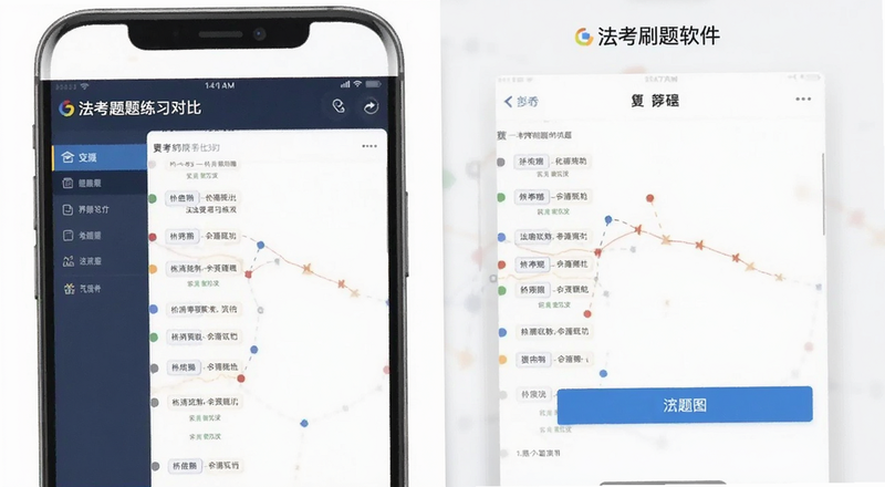 法考刷题软件题库练习界面对比图
