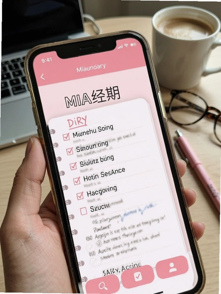 MIA经期 日记本列表 粉色界面 手机预览