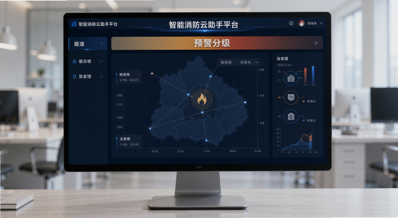 智慧消防云助手平台预警分级界面