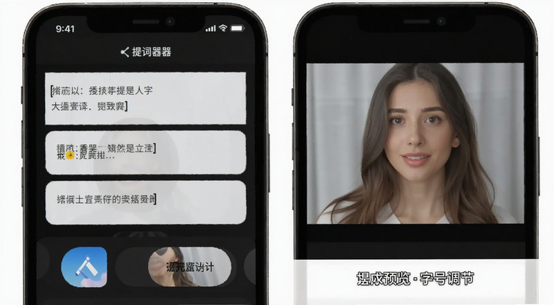 提词器App分段提词与字号调节预览图