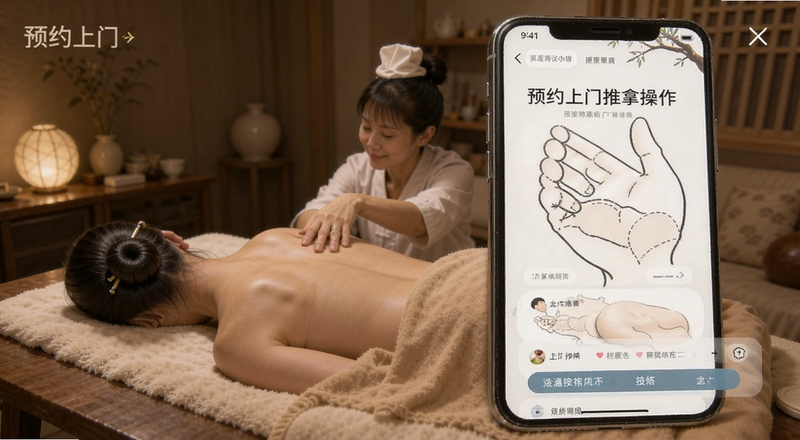 手机端预约上门推拿操作界面
