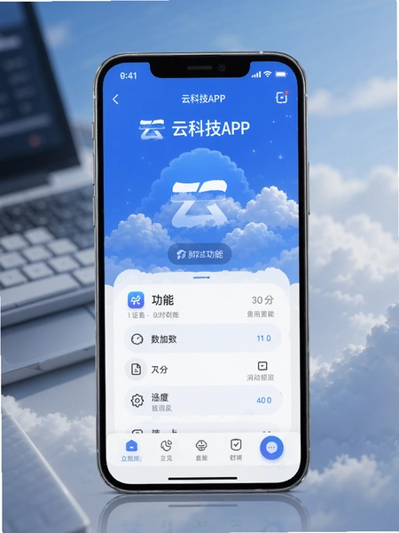 穿云科技APP首页功能界面预览图
