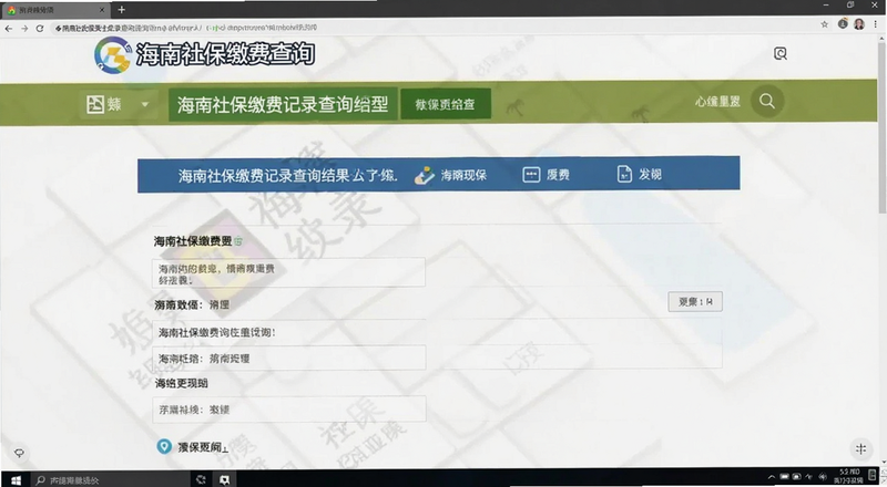 海南社保缴费记录查询结果页面预览图