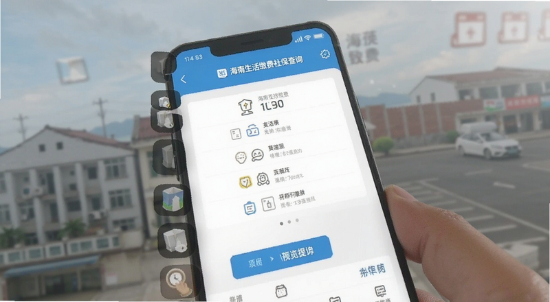 海南生活缴费社保查询手机操作界面预览图