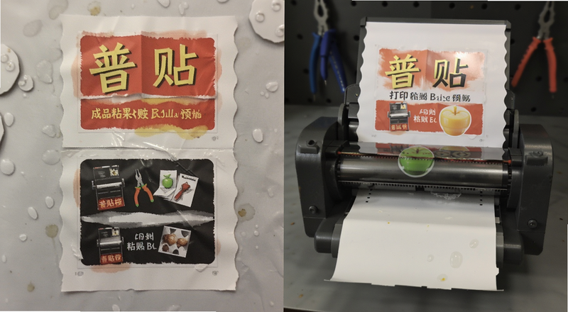 普贴标签打印成品粘贴效果预览图