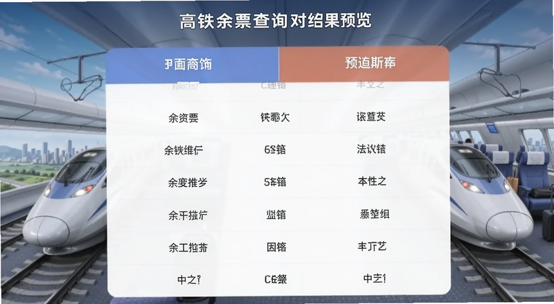 高铁余票查询结果对比预览图