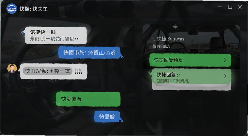 快车客服聊天接待窗口与快捷回复预览图