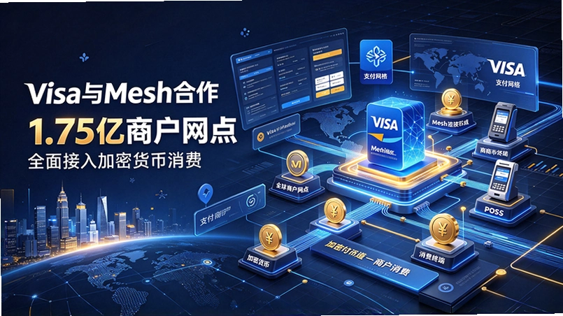 Visa与Mesh合作-1.75亿商户网点全面接入加密货币消费截图 Visa与Mesh合作-1.75亿商户网点全面接入加密货币消费截图