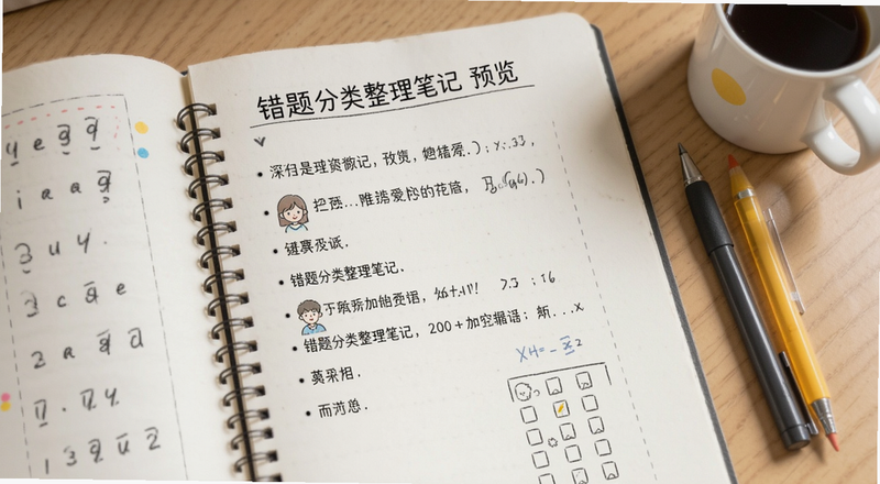 错题分类整理笔记预览图