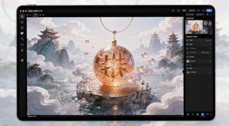 灵珠AI创作工作界面预览图
