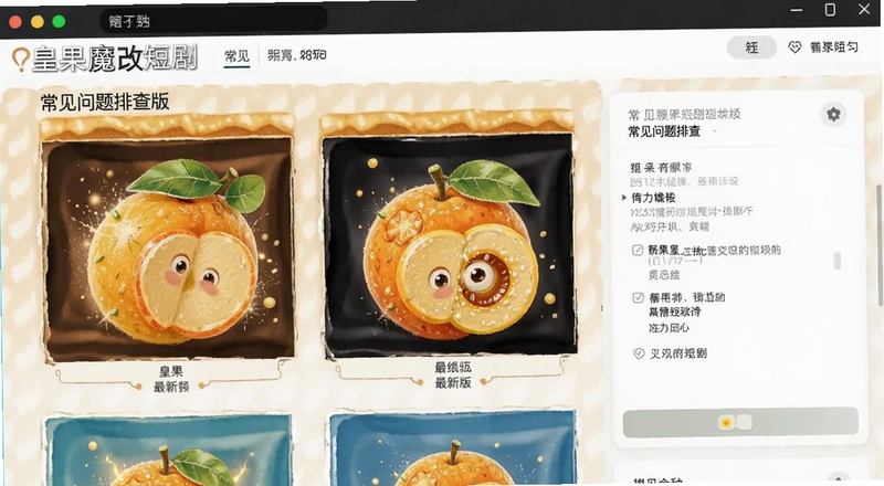 皇果魔改短剧最新版常见问题排查界面预览图