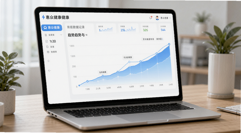 惠众健康健康数据记录与趋势图界面预览图