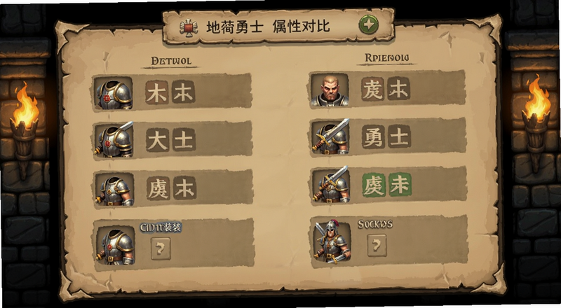 地牢勇士装备属性对比界面预览图