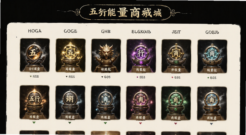 五行能量商城分类页面预览图