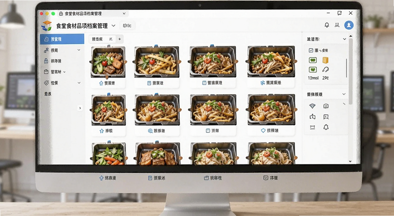 食堂食材品项档案管理界面预览图