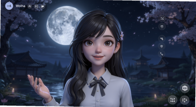 月下Wolha AI虚拟聊天角色设定界面预览图
