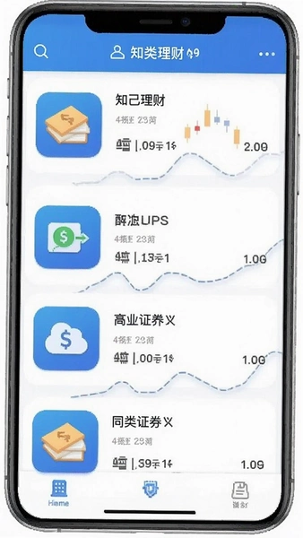 知己理财与同类证券APP功能界面对比图