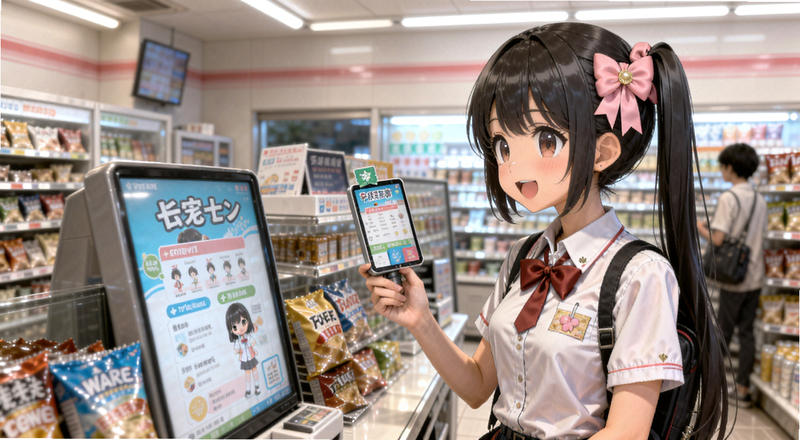 美少女角色便利店互动场景预览图