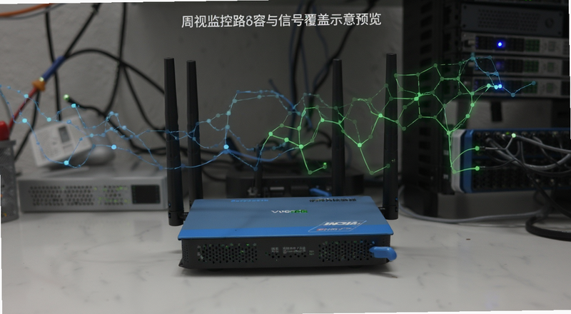 周视监控路由器摆放与信号覆盖示意预览图