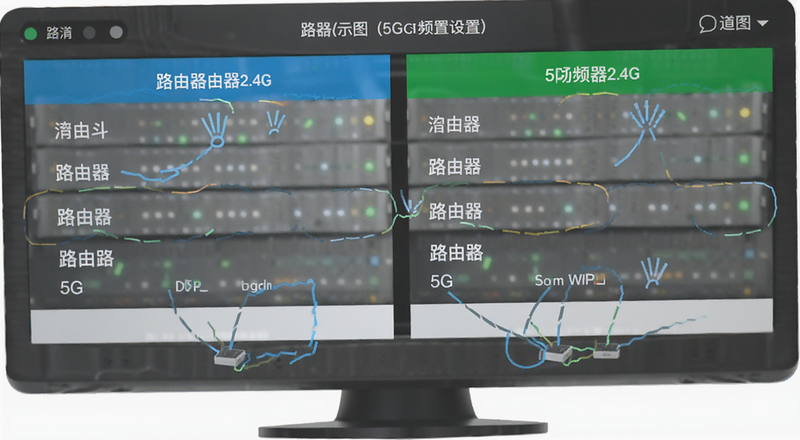路由器2.4G和5G频段设置页面示意图