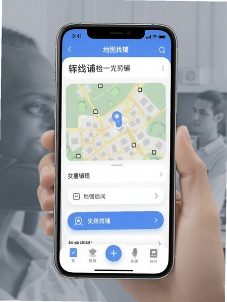 店铺转让APP地图找铺界面