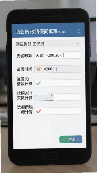 助业员工请假时间填写与天数计算界面图