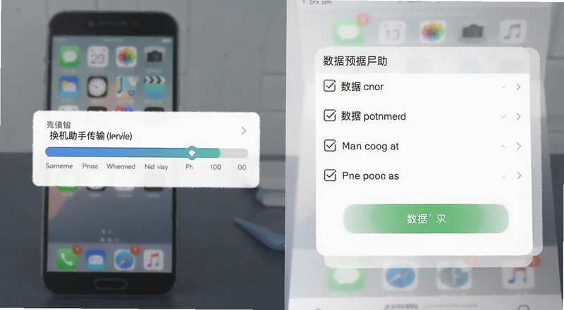 换机助手传输进度条与数据勾选页面预览图