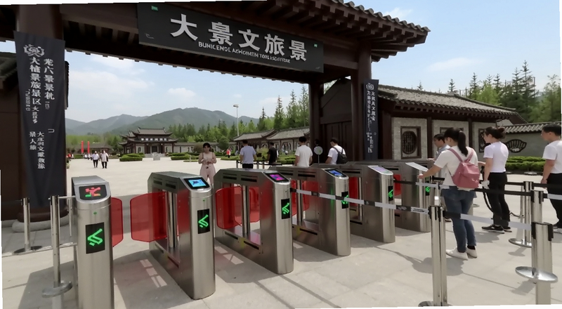 大景象文旅景区入口检票闸机排队实景预览图