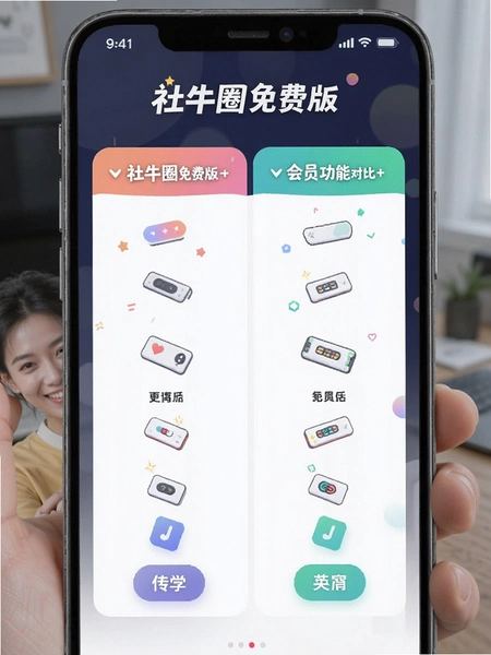 社牛圈免费版与会员功能对比界面
