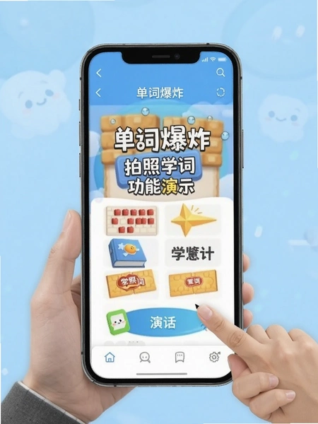 单词爆炸 拍照学词功能演示界面