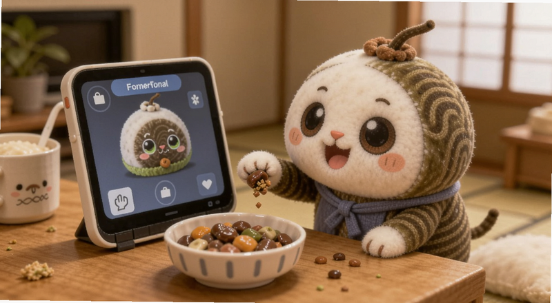 Mochi智能桌宠互动喂食画面