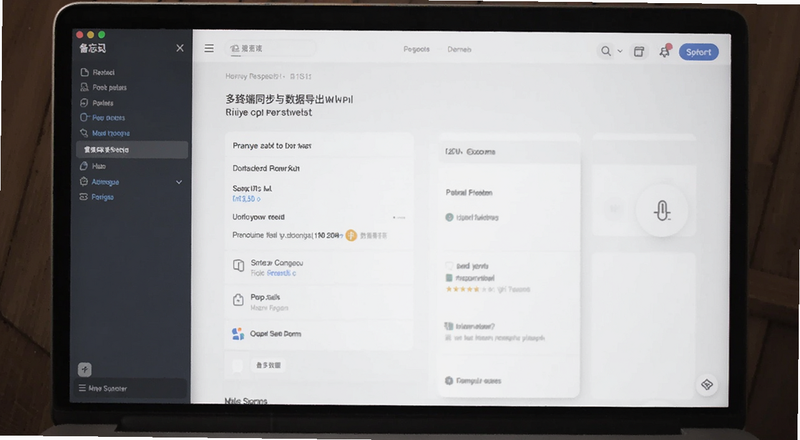 备忘录多端同步与数据导出设置界面图