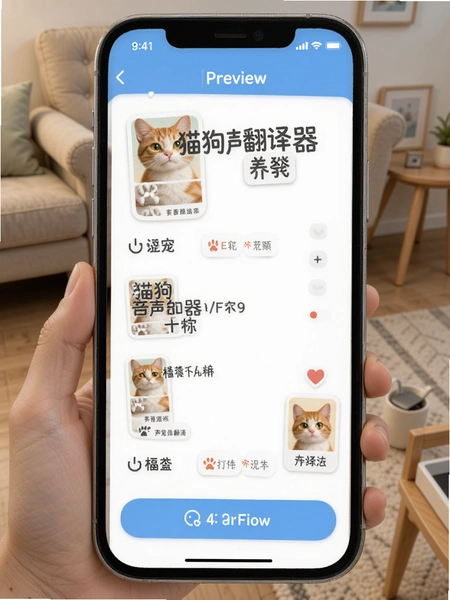 猫狗声音翻译器养宠打卡记录页面预览图