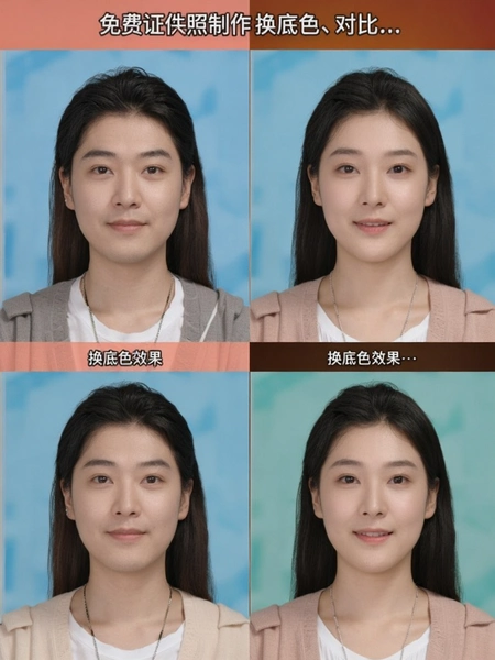 免费证件照制作 换底色效果对比